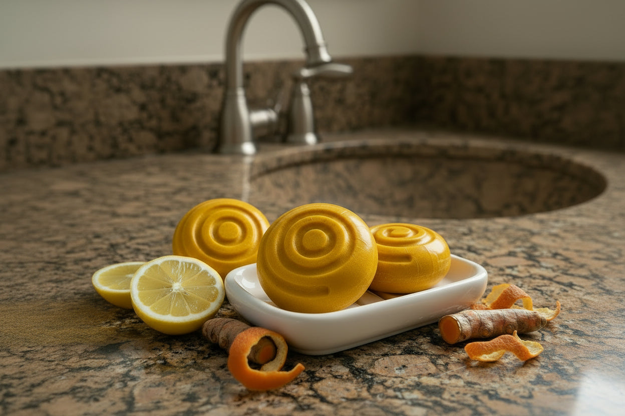 Goats Milk Turmeric ,Lemon & Orange Facial Soap (Round ) 3.5oz